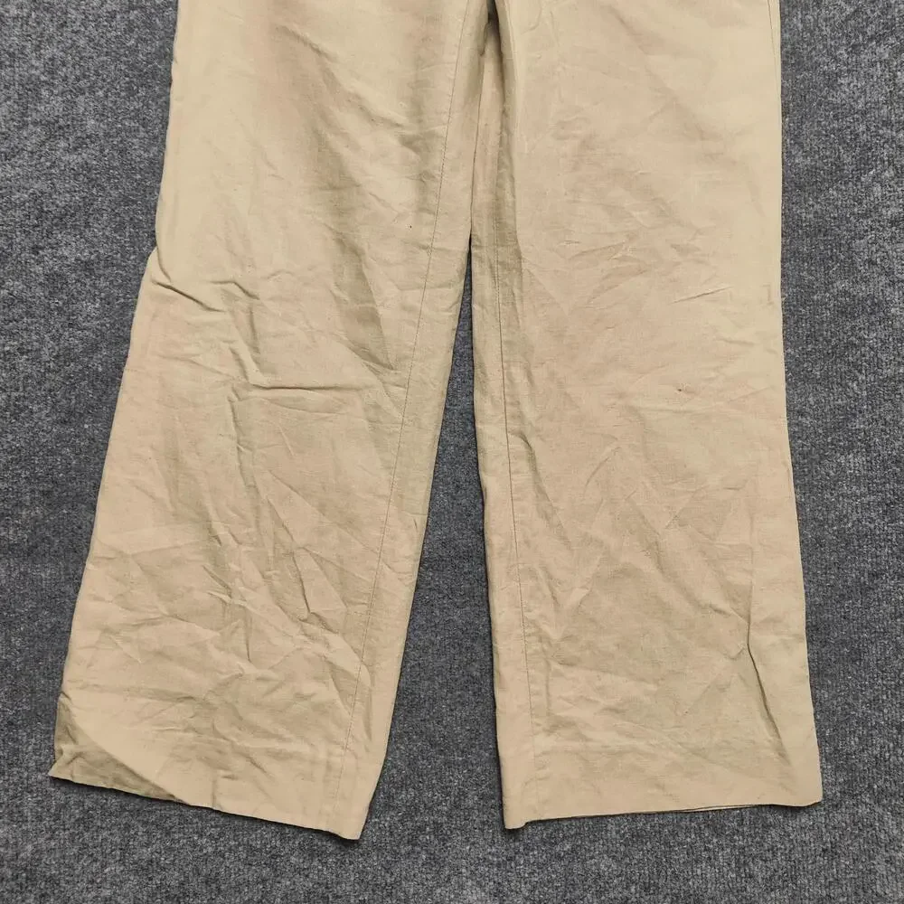 Banana Republic Pants Womens 4 Beige Linen Martin Fit Wide Leg Dress Workwear